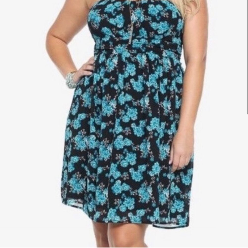 TORRID Floral Strapless Chiffon Smocked Mini Dress 3X
